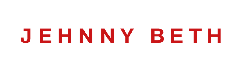 Red text displaying the words 'Jehnny Beth' on a black background.