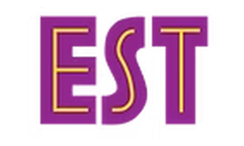 The word "EST" in yellow letters on a purple background.