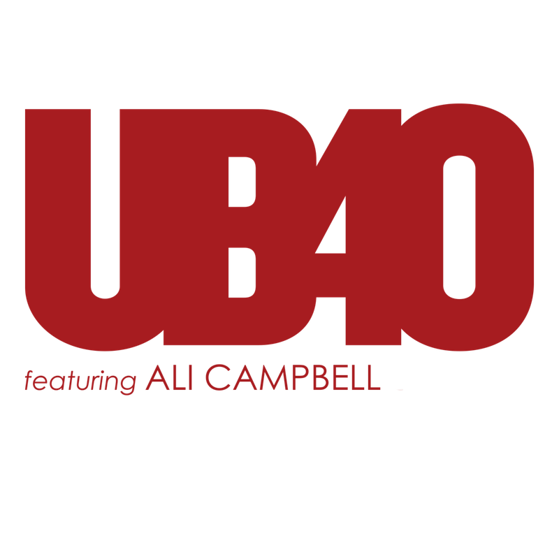 Logo for 'U Be 40' featuring Ali Campbell with red text on a black background.