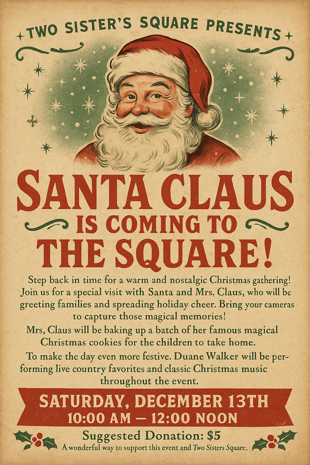 Sat Dec 13th 10:00 to 2:00 P.M.