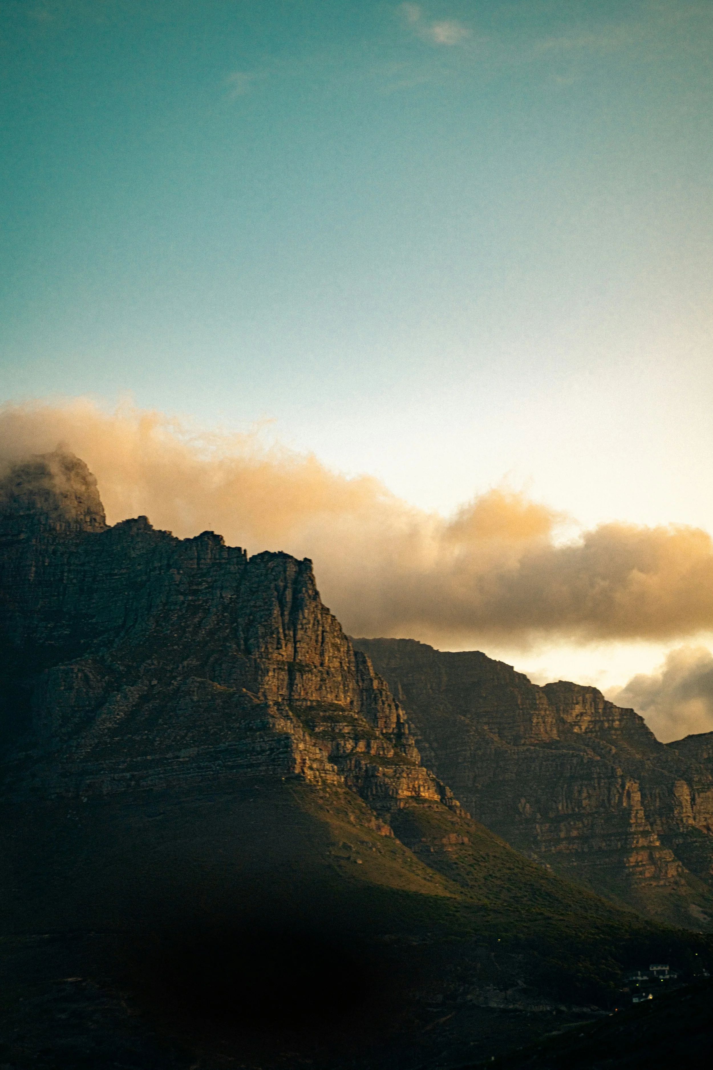 Table mountain in South Africa at sunset