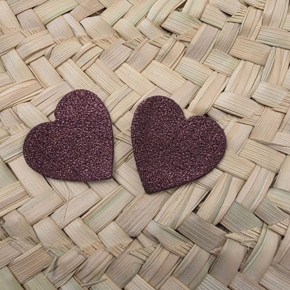 Coeur en cuir 20 mm ( aubergine)