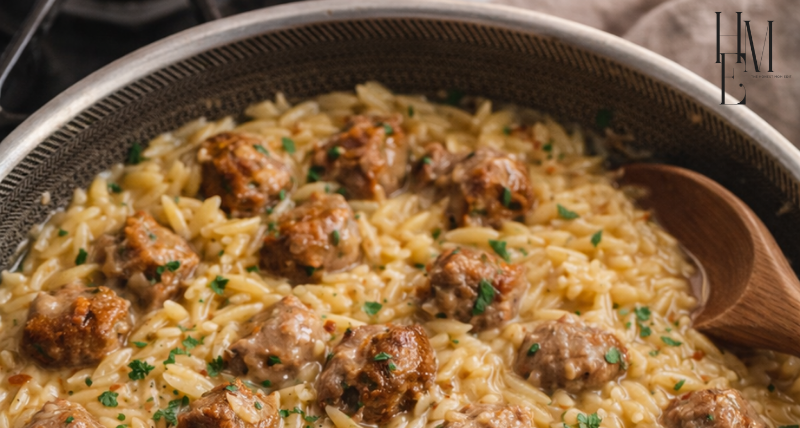 One Pan Garlic & Butter Sausage Orzo Dinner
