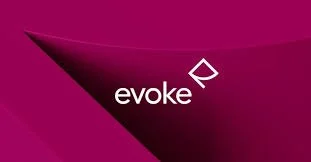 Evoke logo on a dark pink and purple background.