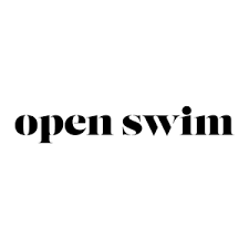 Text that reads 'open swim' in black lowercase letters on a white background.