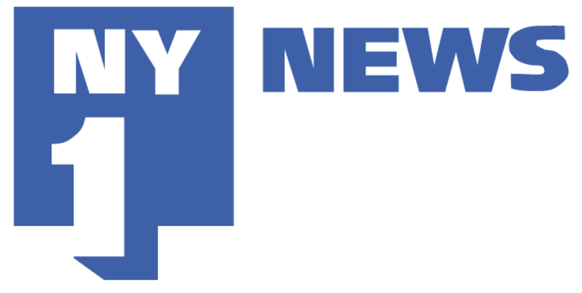 NY 1 News logo with blue background and white text.