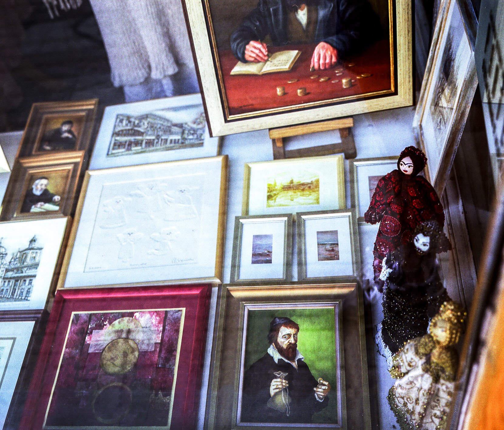 Anti-semitic paintings in Window, Krakow Poland