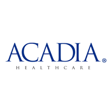 Acadia Healthcare logo with blue text on a white background