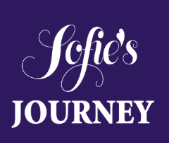 Logo for Sofie's Journey on a purple background with white text.