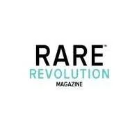 Logo for Rare Revolution Magazine with black and teal text
