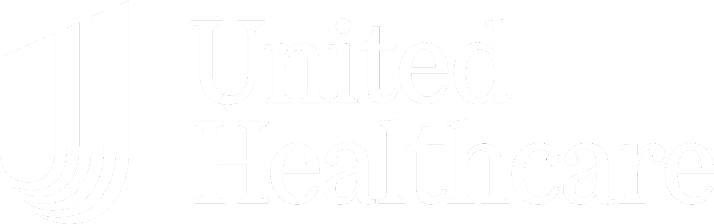 United Healthcare logo featuring stylized U and H with white text on a black background
