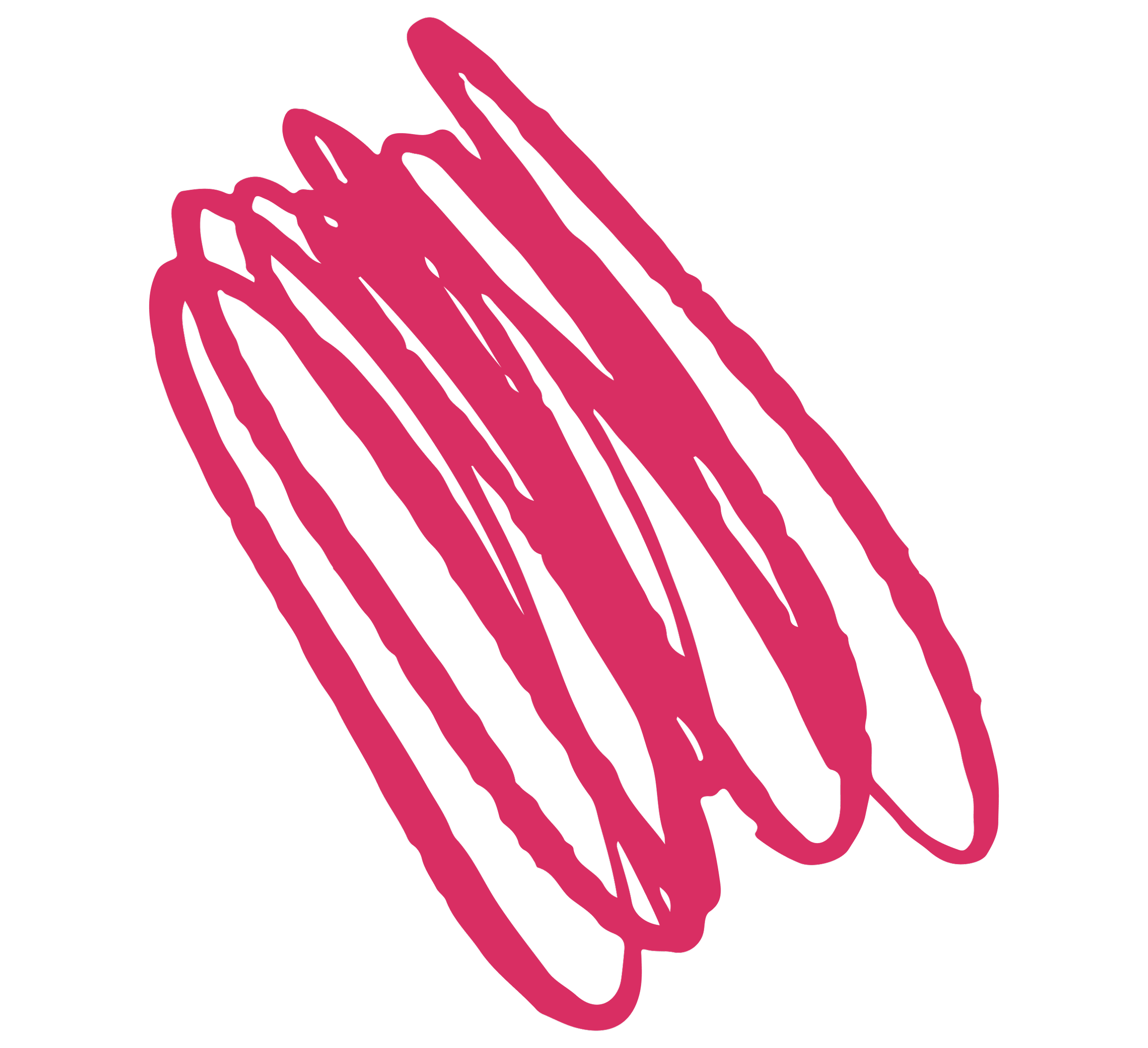 Pink and black abstract scribble on a black background.