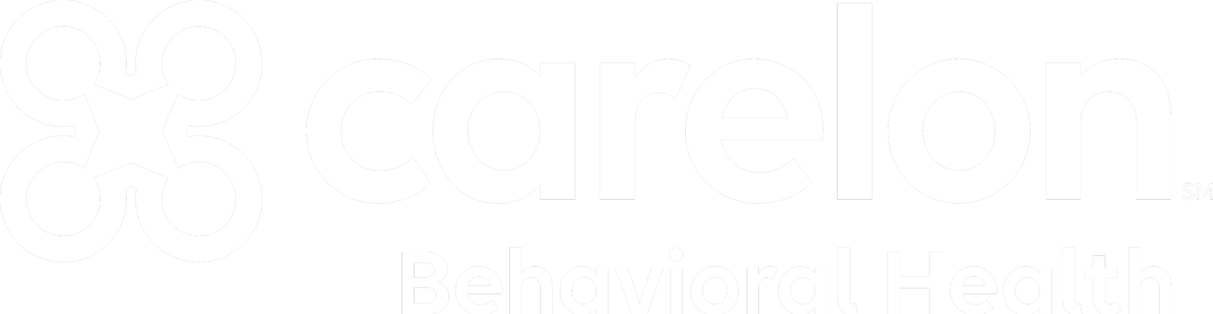 Carelon Behavioral Health logo with stylized interconnected circles and text in black and white.