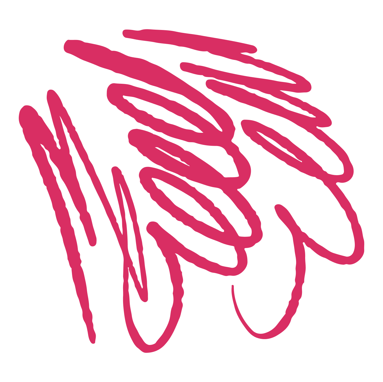 Pink abstract scribble on black background.