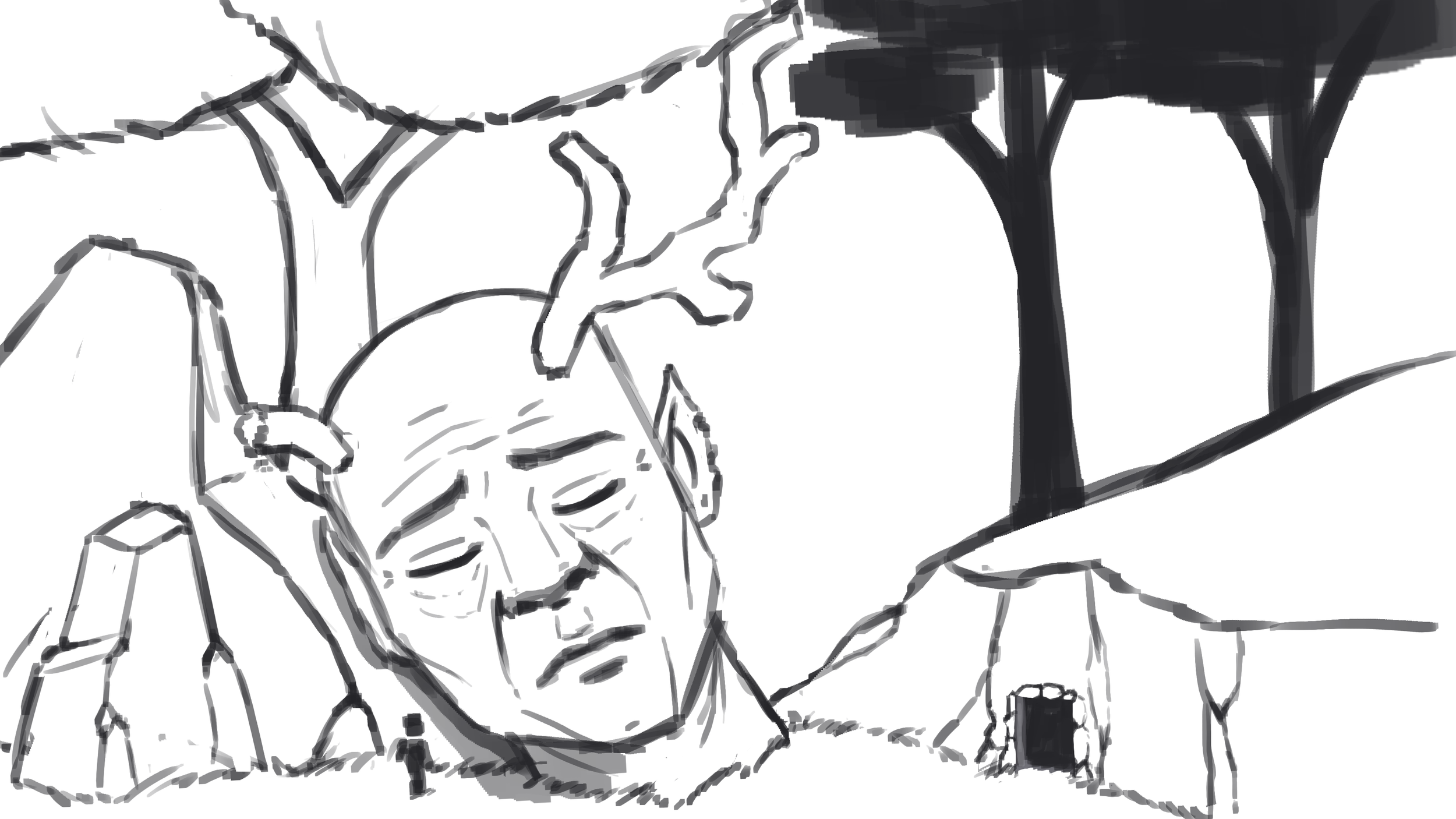 Concept Art of the weakened Giant, buried within the earth