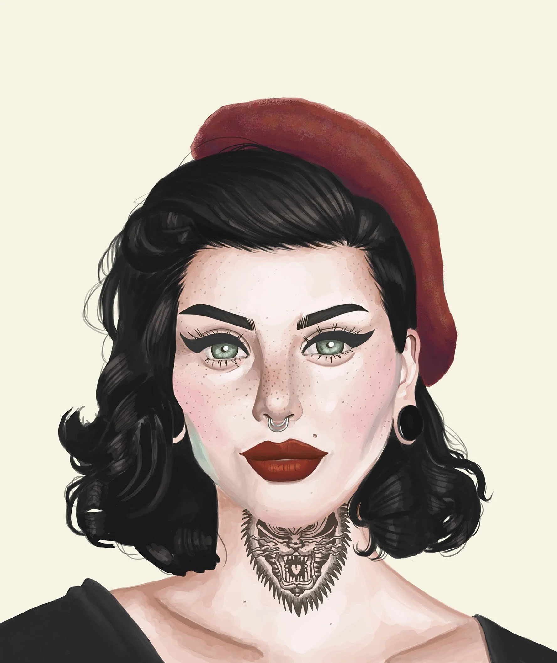 Beret: A study I started quite some time ago, but dropped due to struggling with the hair and tattoo. Picked it up later and figured both out.