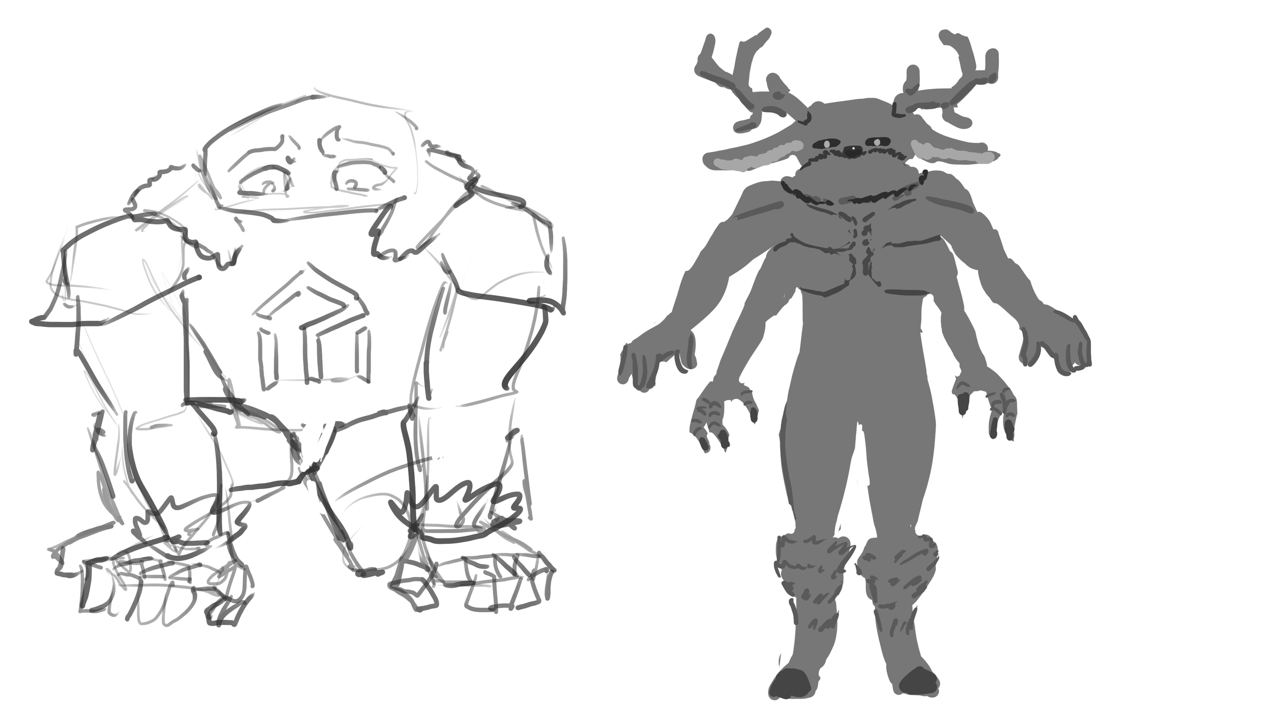 Quick exploration sketches for the Giant of Fertility