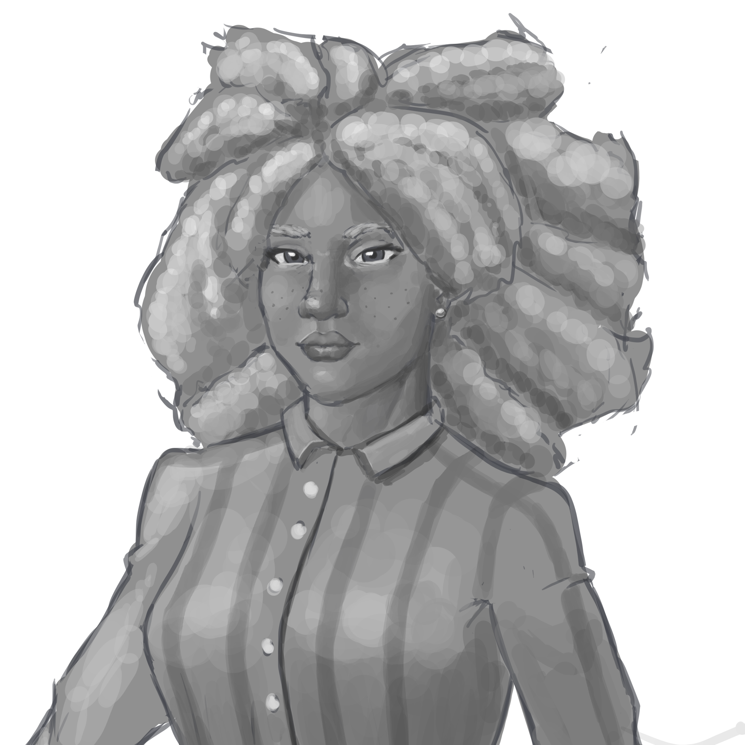 Quick experiment on darker skintones and big, fluffy hair
