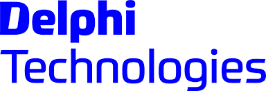 Delphi Technologies logo in blue text on a white background.