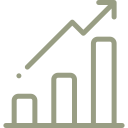 Graph with upward trend, bar chart and line chart showing growth