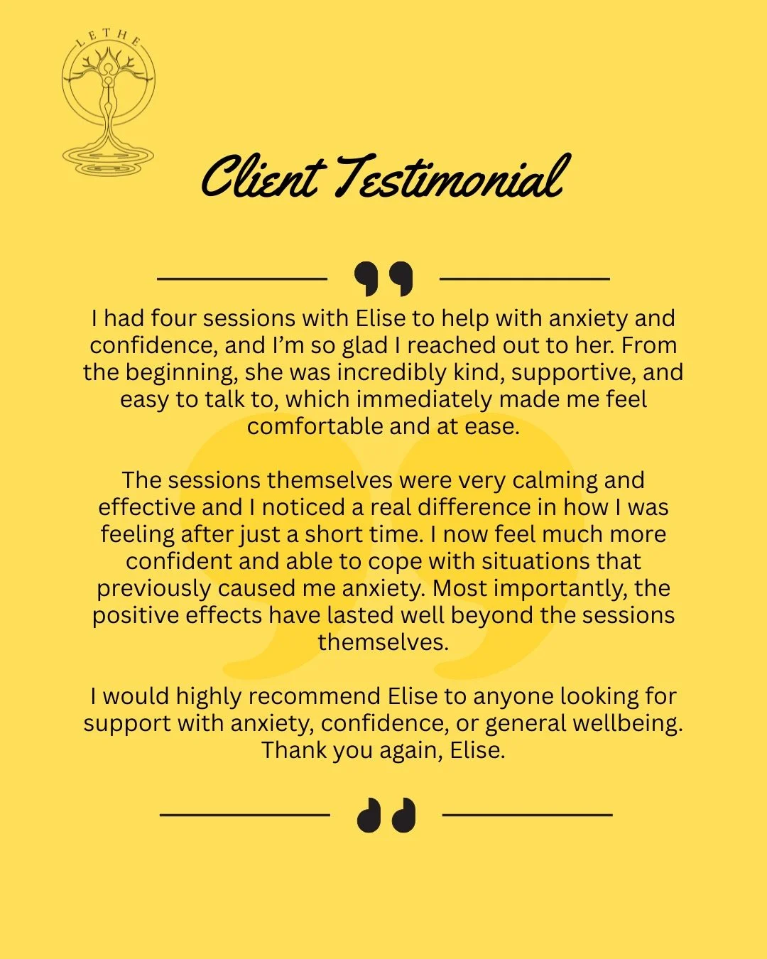 Very grateful that I could work with this client to create meaningful change in their life and so glad to hear its persisted beyond our sessions.