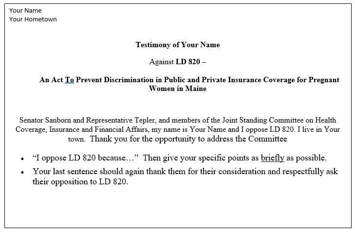 Testimony Message Example Testimony Guidelines — Christian Civic League of Maine