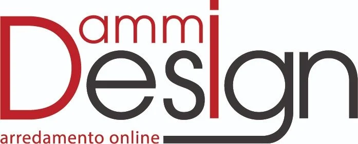 Logo con le parole 'ammi Design' e 'arredamento online' in rosso e nero.