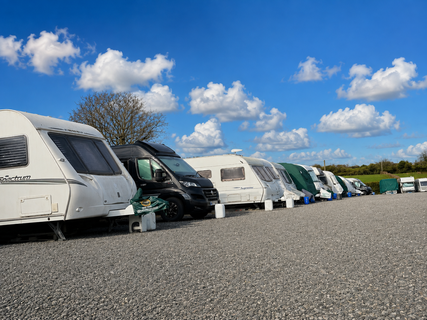 Caravans in secure storage