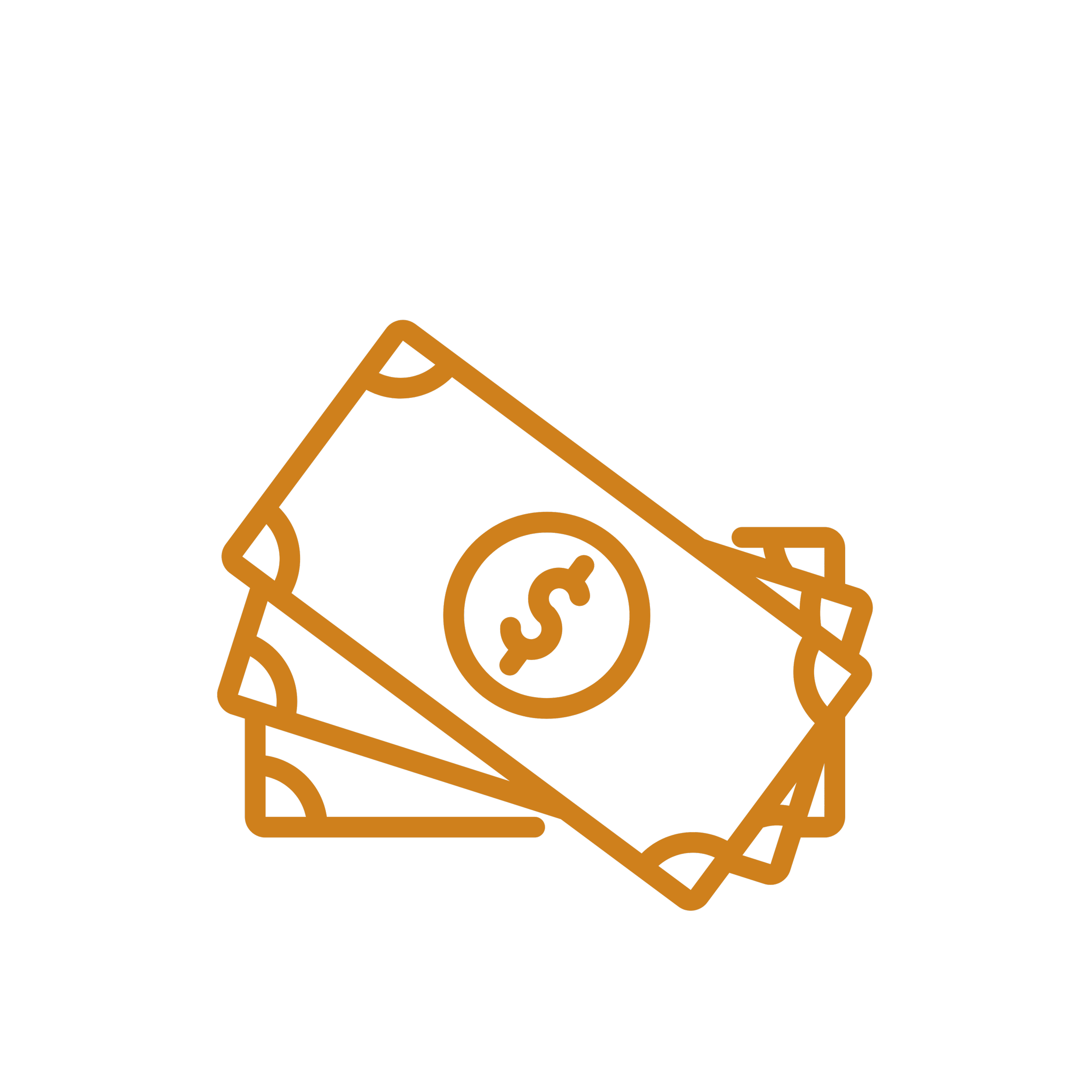 Outline of three dollar bills with a dollar sign in the center, on a black background.