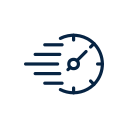 A stopwatch icon with motion lines indicating speed or urgency.