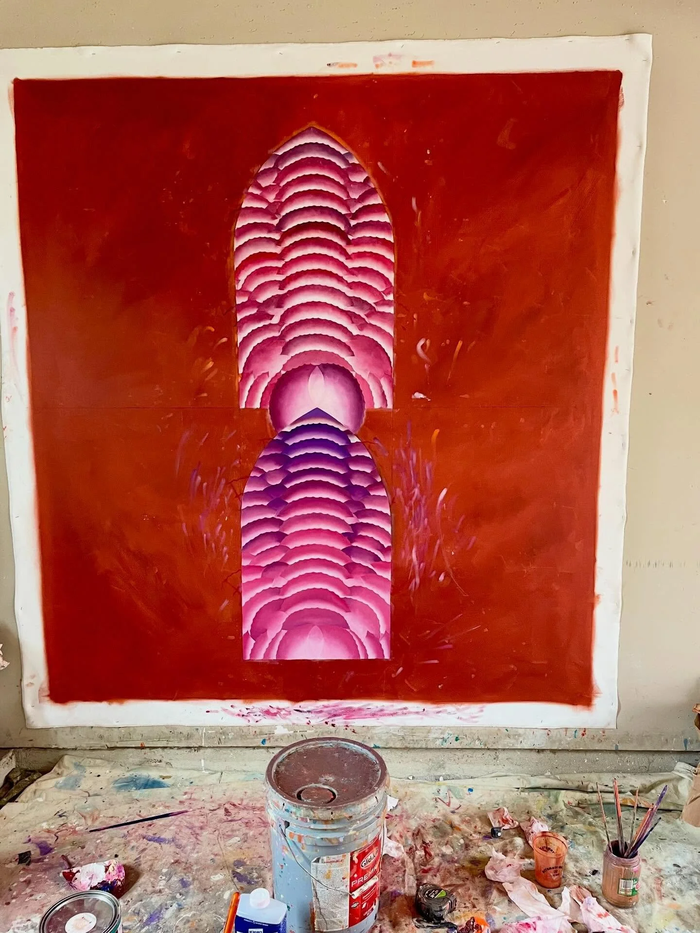 Temple of orchids painting progression, oil on canvas, 2025. Austin, Texas