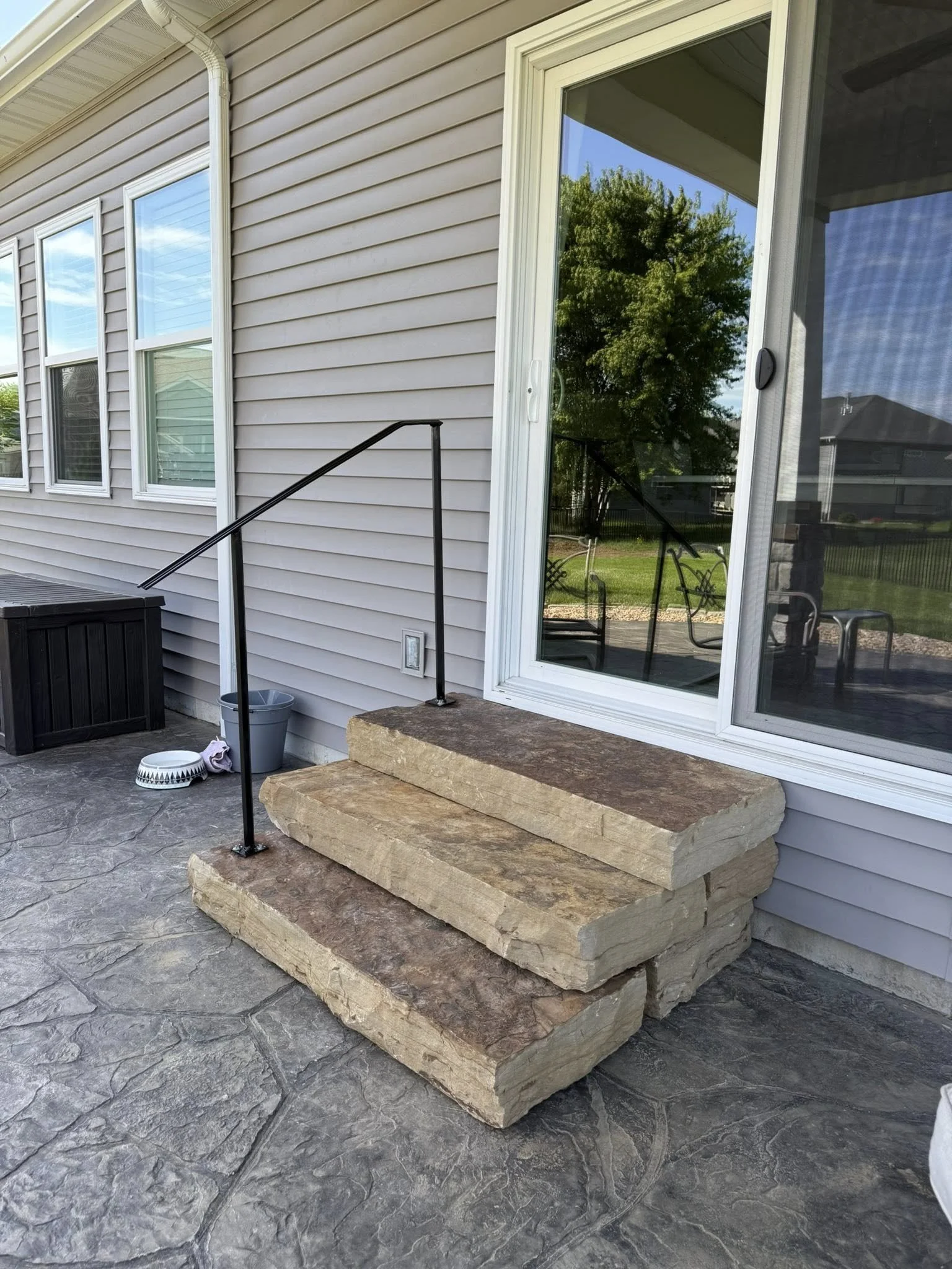 Stone Steps w/custom handrail