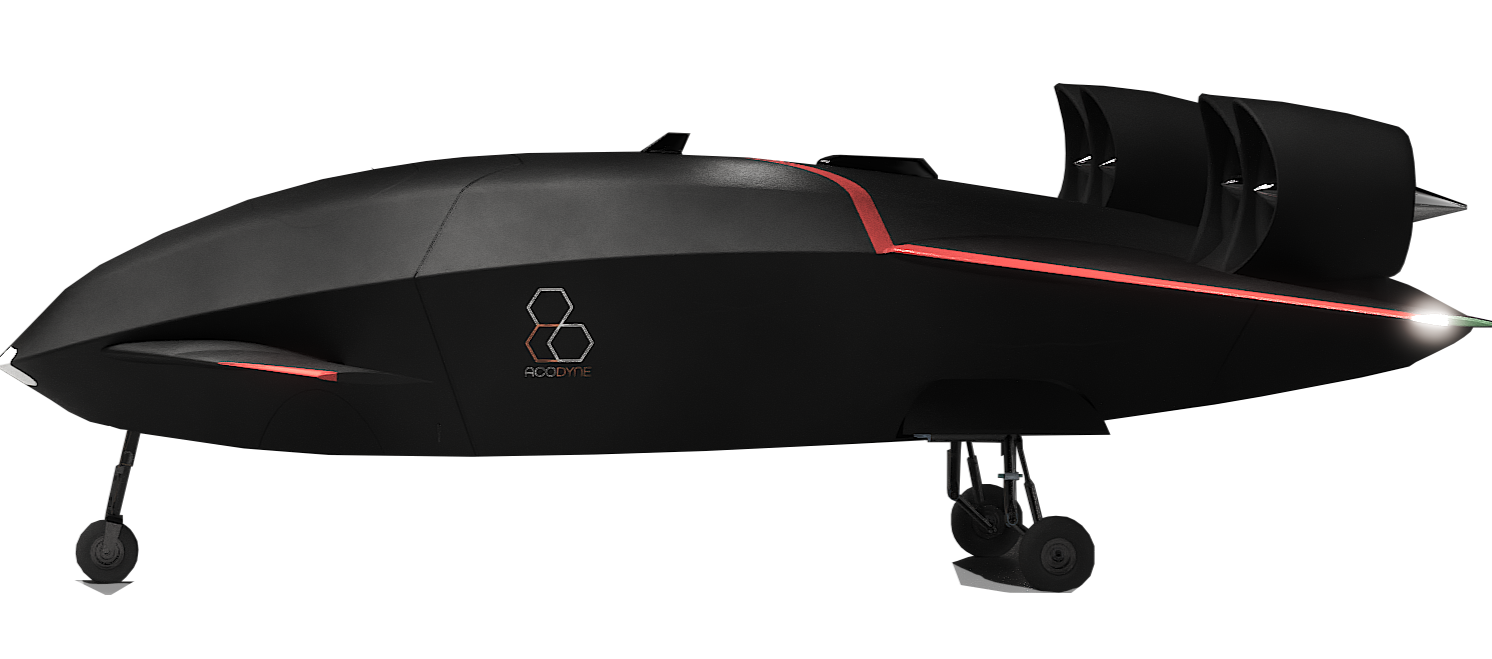 Acodyne Aircraft. E200 eVTOL UAS, with electric propultion system, heavy payload, fixed wing