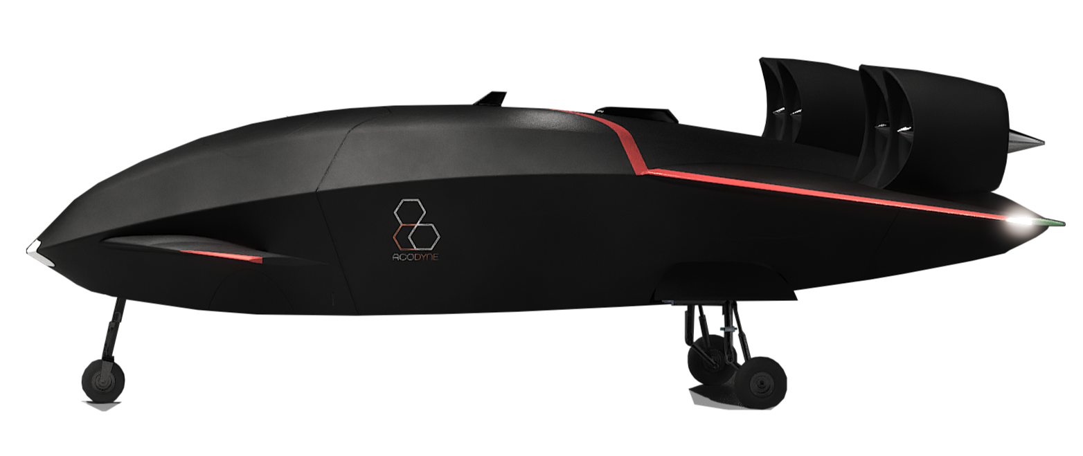 Acodyne Aircraft. E200 eVTOL UAS, with electric propultion system, heavy payload, fixed wing