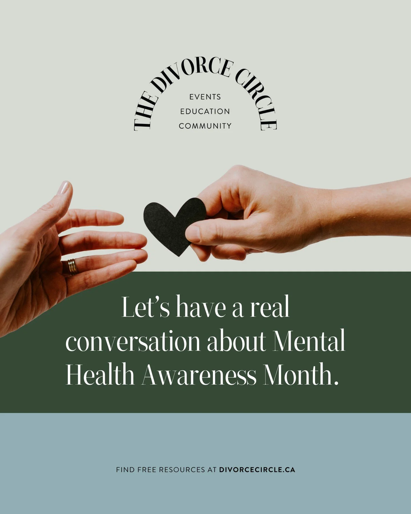 Let&rsquo;s have a real conversation about Mental Health Awareness Month. 💚⁠
⁠
If you&rsquo;re navigating a divorce or a separation, "awareness" isn&rsquo;t just a headline, it may be your daily reality.⁠
⁠
Divorce is often described in le