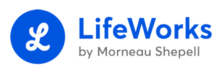 Lifeworks by Morneau Shepell logo with a blue circle containing a white stylized 'L' and the text 'Lifeworks by Morneau Shepell' in blue and gray.
