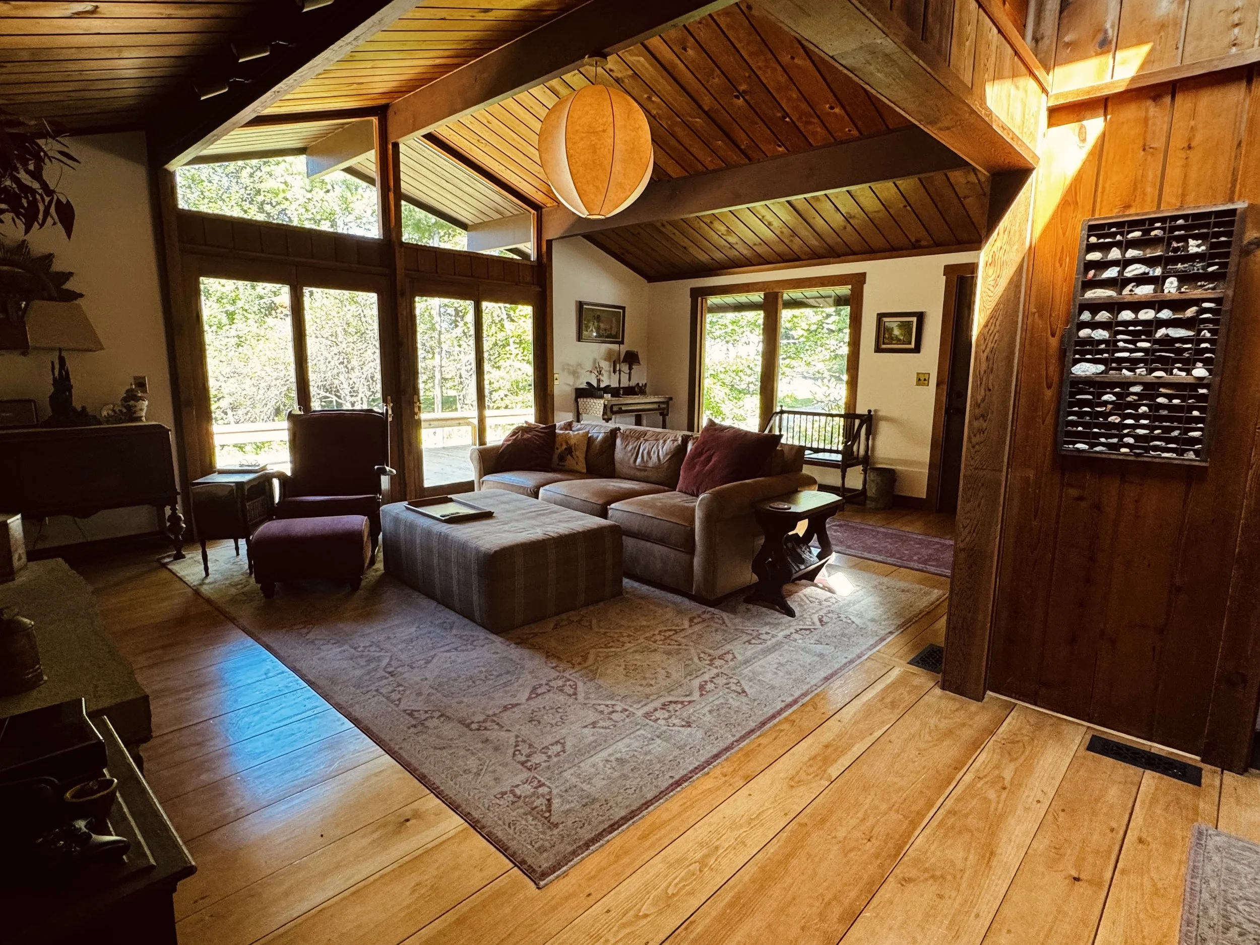 living room ski chalet mcm stowe vermont