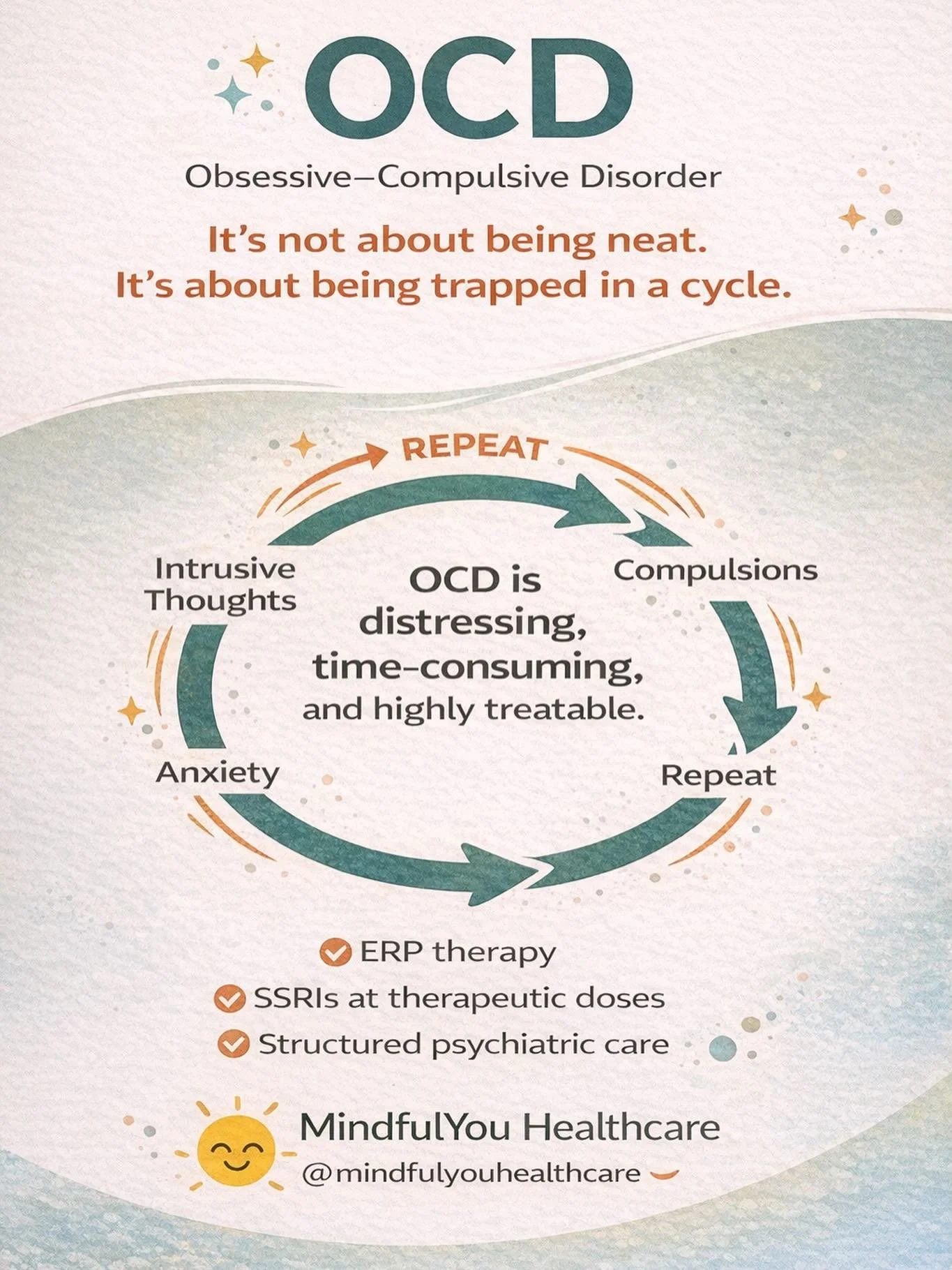 If you feel stuck in your thoughts&hellip;
If the anxiety doesn&rsquo;t quiet unless you &ldquo;do something&rdquo;&hellip;
If the relief never lasts&hellip;

That&rsquo;s not a flaw.
That may be OCD.

And it&rsquo;s treatable.

You deserve care that