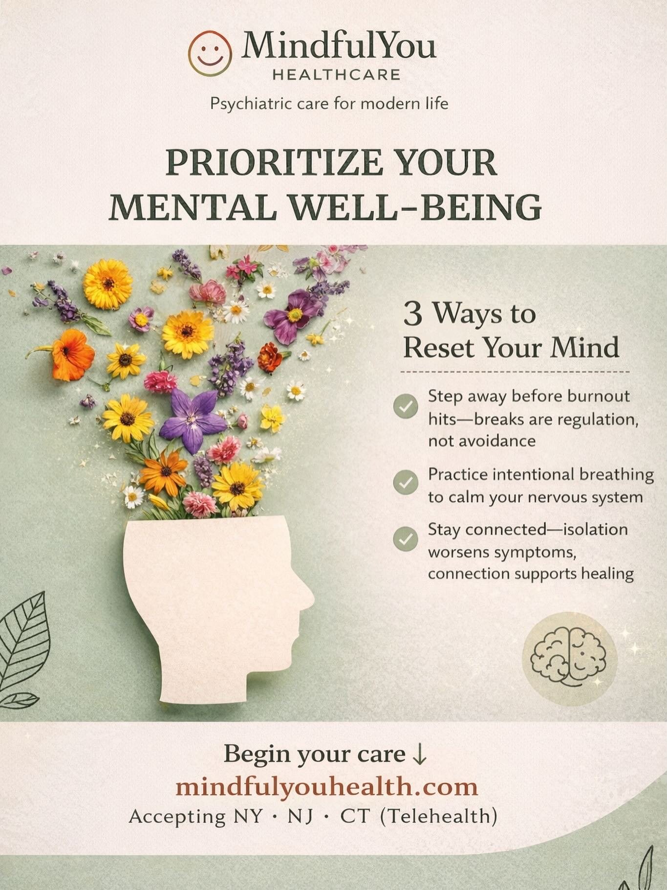 Prioritizing your mental health doesn&rsquo;t have to be overwhelming.

It&rsquo;s not about doing everything perfectly &mdash;
it&rsquo;s about doing small things consistently.

Taking breaks.
Slowing your breathing.
Staying connected.

These aren&r
