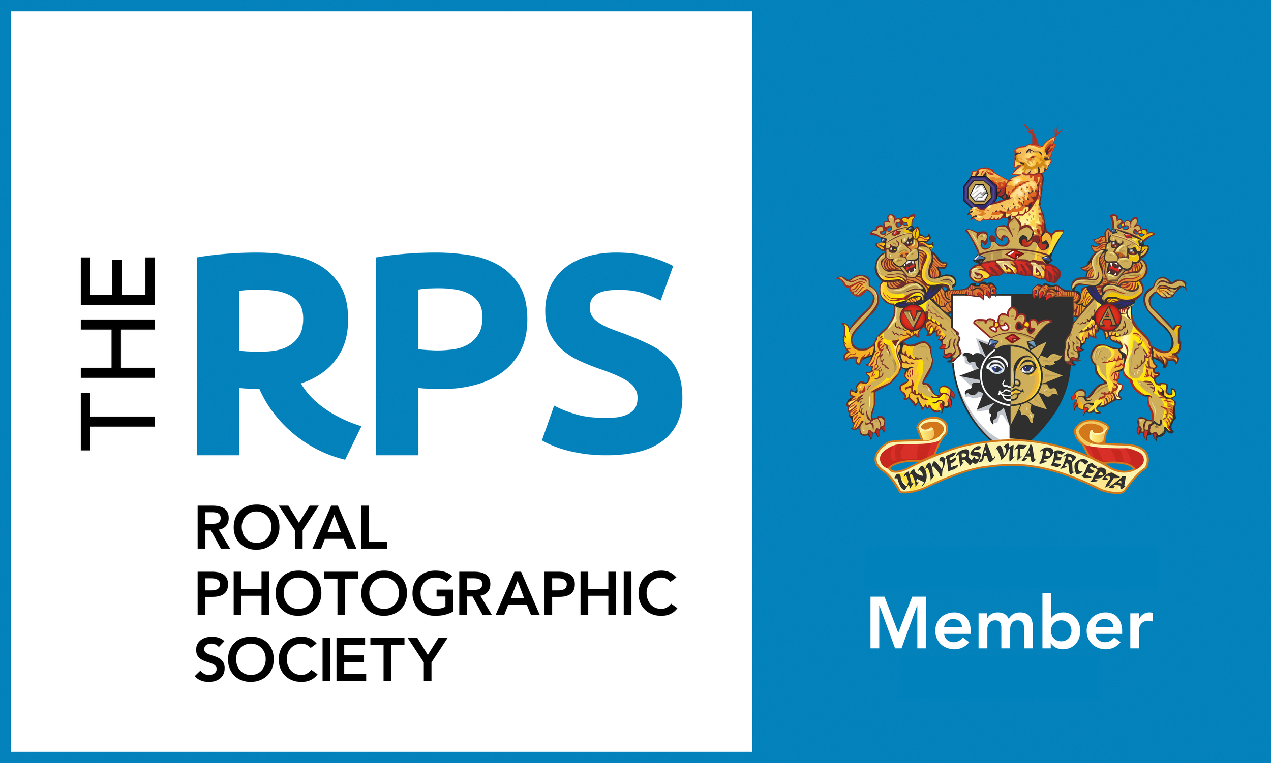 Membership card for The Royal Photographic Society featuring the society's logo, a shield with lions and a crest, and text indicating member status.