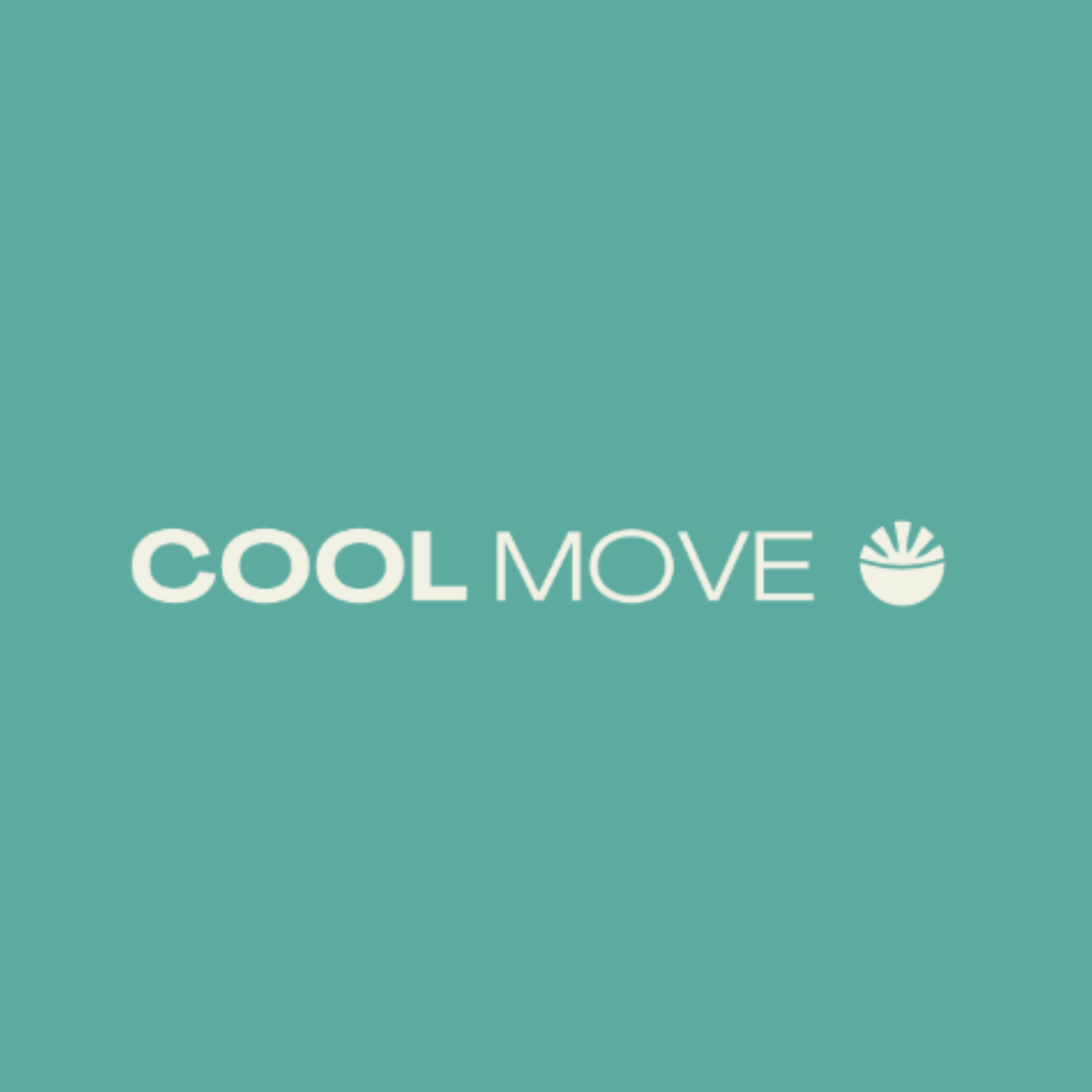 Logo with the words 'COOL MOVE' and a small plant icon on a teal background.