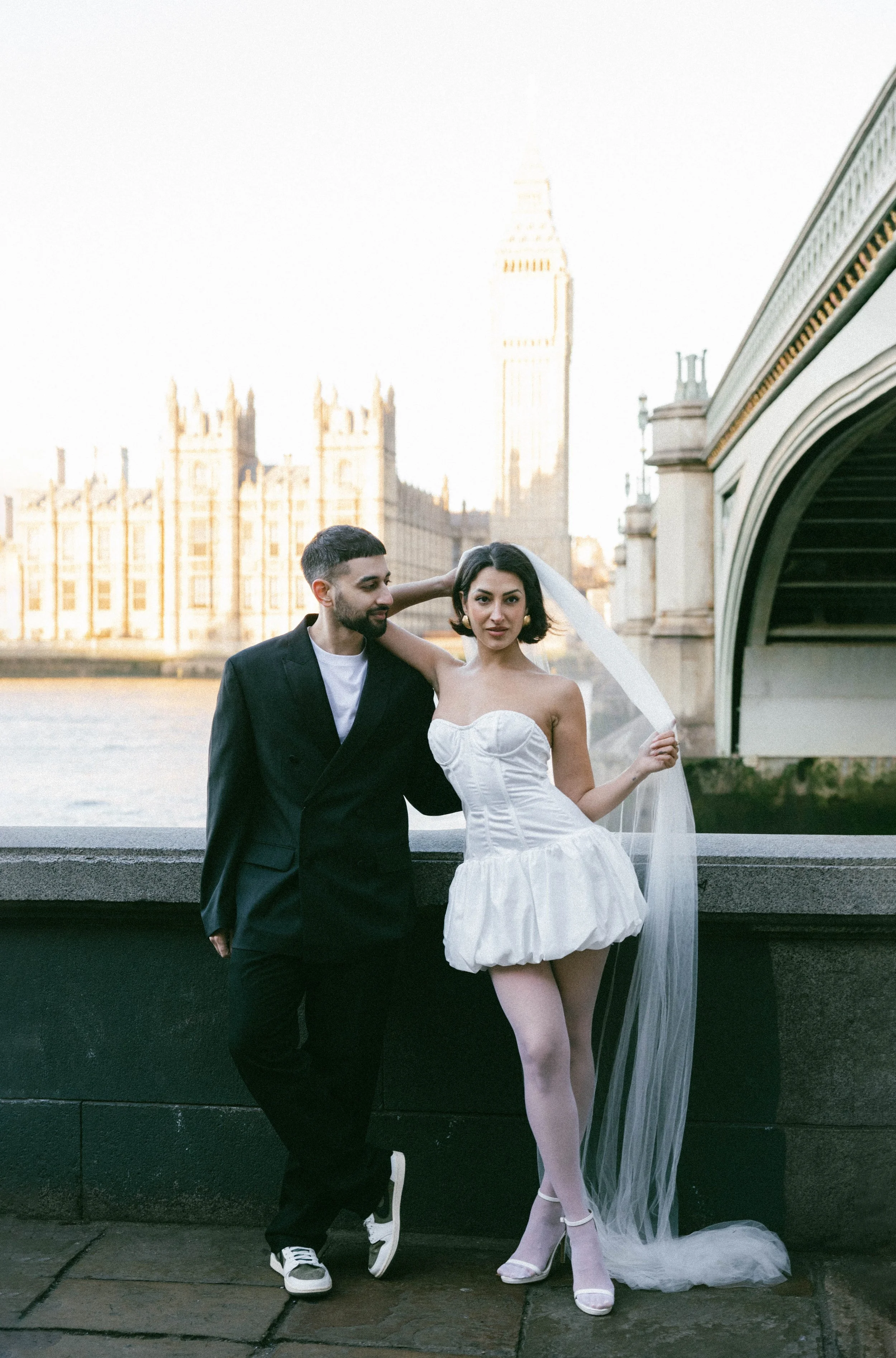 Intimate London elopement session against the backdrop of the London Tower
