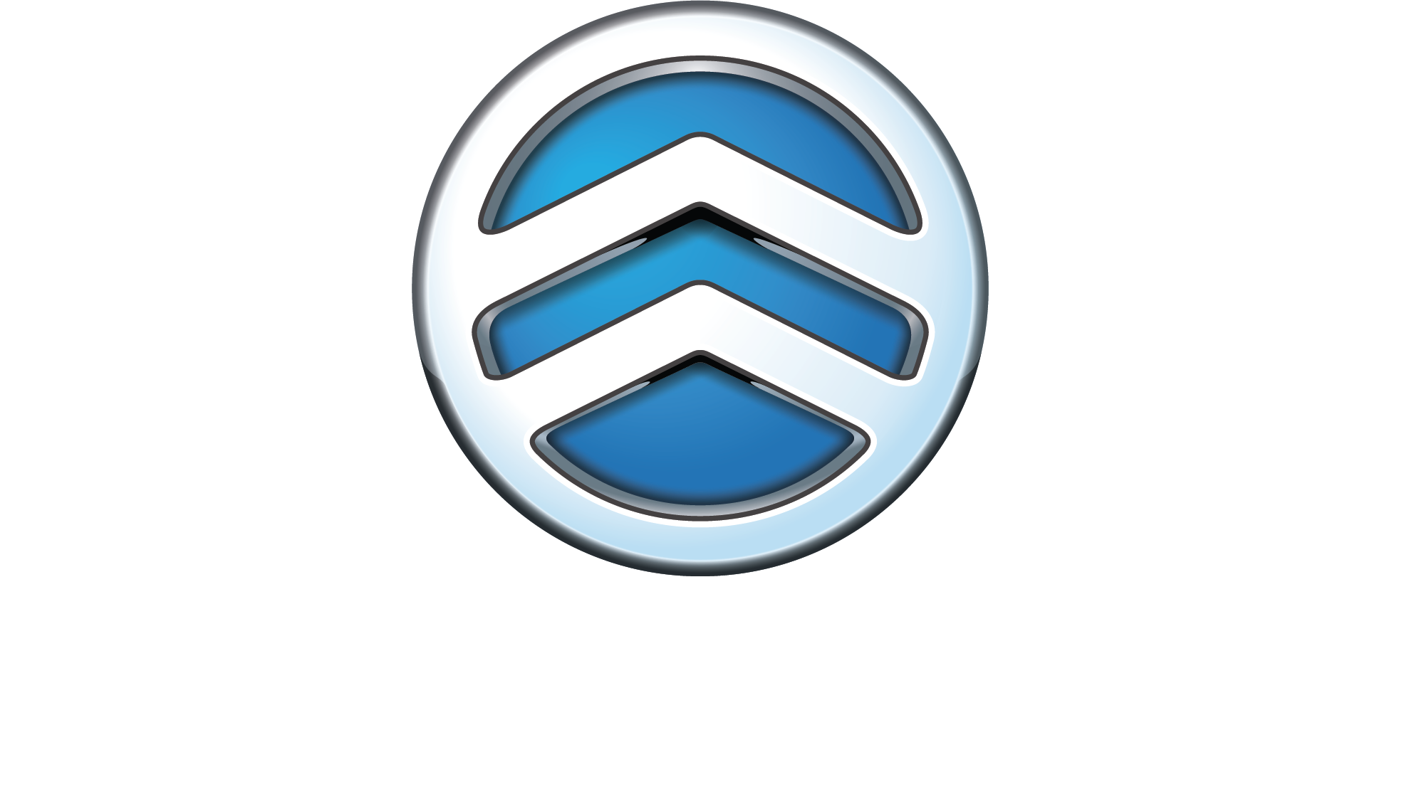 Logotipo de Citroën, marca de automóviles, en diseño de color azul y plateado con tres flechas apiladas que apuntan hacia arriba.