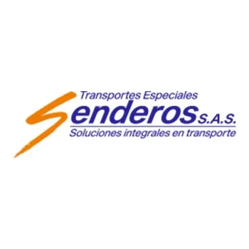 Logotipo de Transportes Especiales Senders S.A.S., con un rayo naranja y texto en azul y naranja que dice 'Transportes Especiales Senders S.A.S. Soluciones integrales en transporte'.