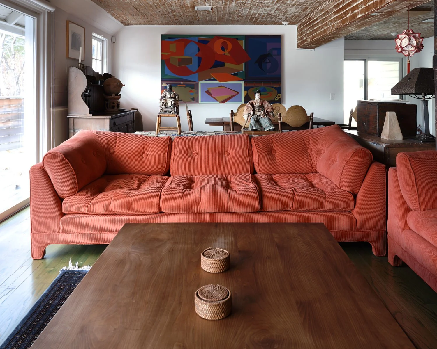 A view of Al Held's living room with the working painting of Duccio VI, at the Al Held Foundation, Boiceville, NY.