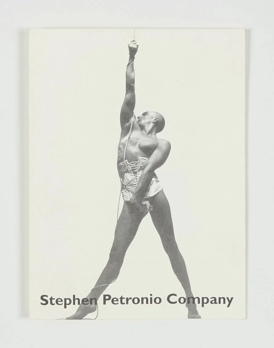 A program for Stephen Petronio Dance Company featuring a black and white photo of Stephen Petronio in a dynamic pose.