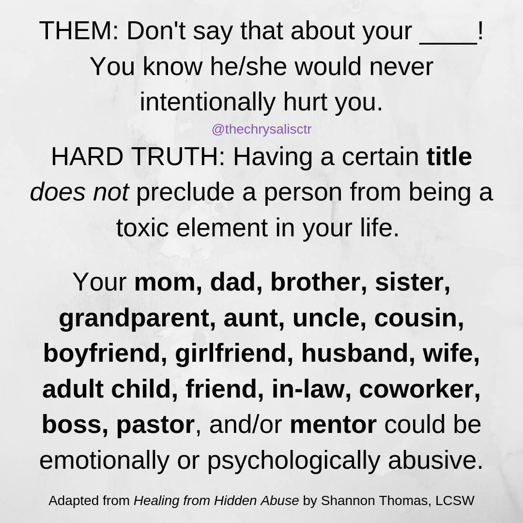 Having a certain title does not preclude a person from being a toxic element in your life.⠀
⠀
#gaslighting #manipulation #emotionalabuse #emotionallydrained #emotionallybroken #emotionalmanipulation #overwhelmed #toxicpeople #toxicrelationships #toxi