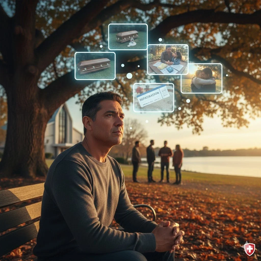 Persona meditando de que decision tomar si funeral, cremacion, repatriacion, con seguro funerario o pagando de su propio bolsillo.