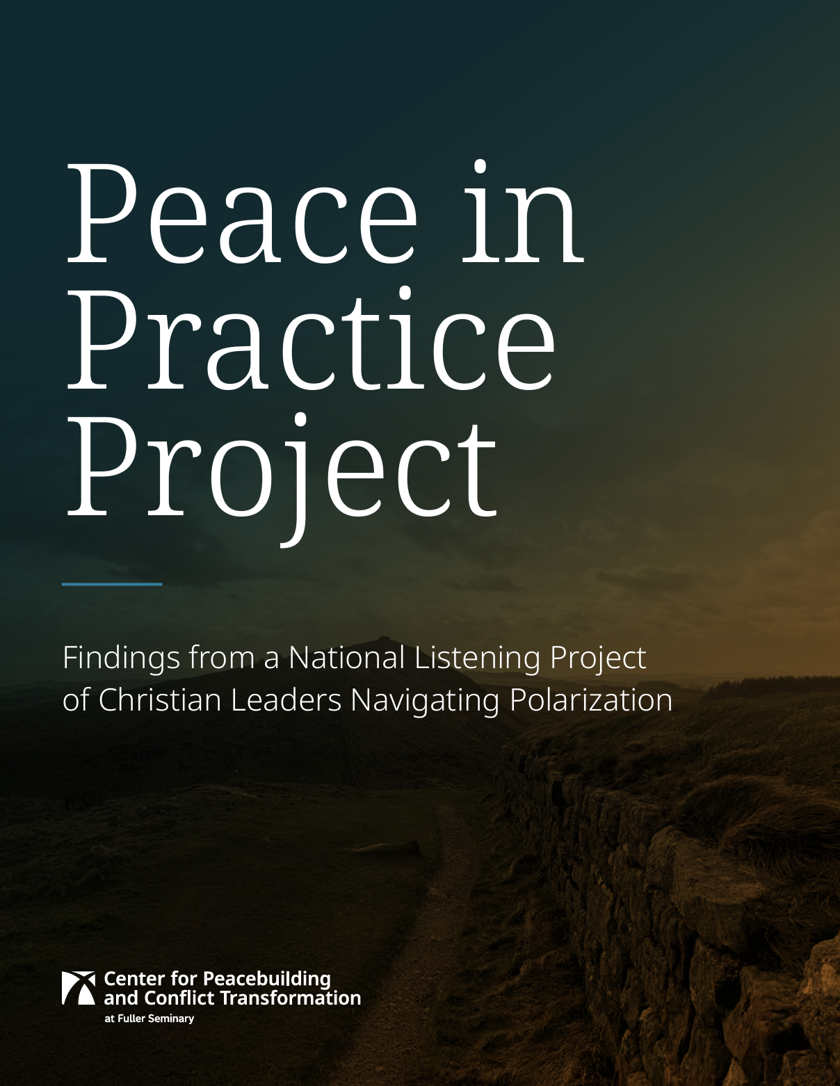 Peace in Practice Study report cover with a dove and a background image of a community in conflict