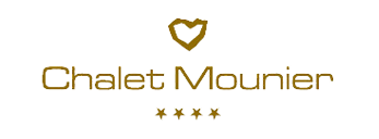 Logo de Chalet Mournier avec un cœur stylisé et le nom en lettres dorées.